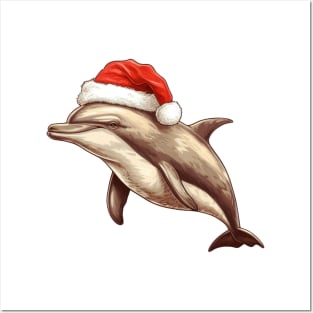 Santa Dolphin Posters and Art